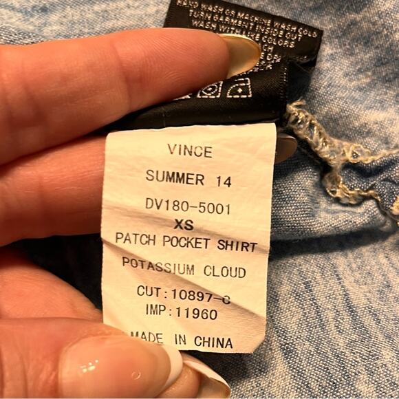 Vince Womens Chambray Patch Pocket Shirt XS - Picture 7 of 11